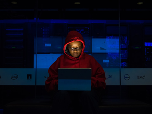 woman using laptop