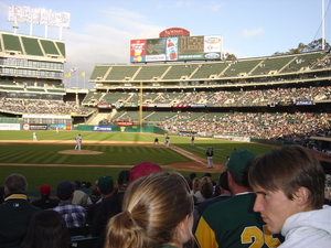 oakland coliseum during baseball season