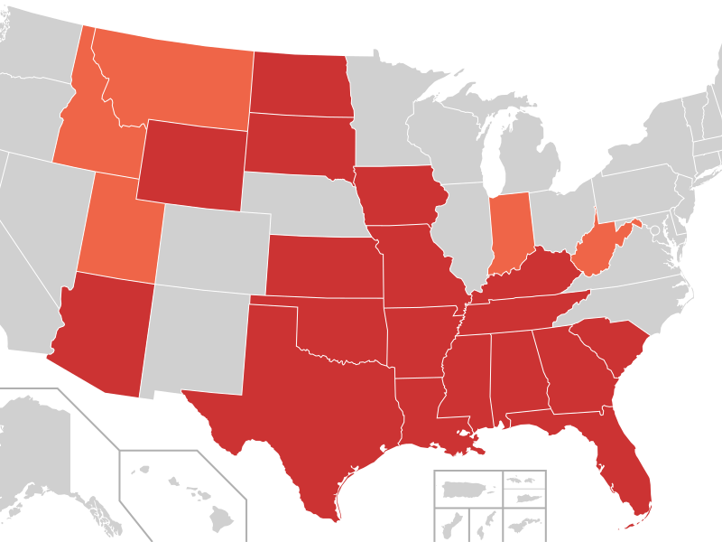 Map of US laws regarding transgender athletes