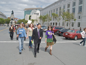 Public Defender Jeff Adachi at the San Francisco budget justice march