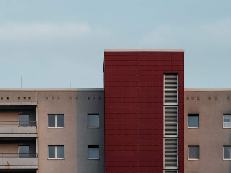 architectural photography of white and gray house