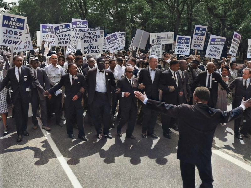 MLK in the March on Washington for Jobs and Freedom, in Washington, D.C. on Wednesday, August 28, 1963. The purpose of the march was to advocate for the civil and economic rights of African Americans.
