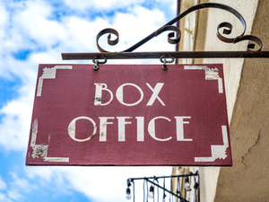 old-fashioned sign for a theater's box office