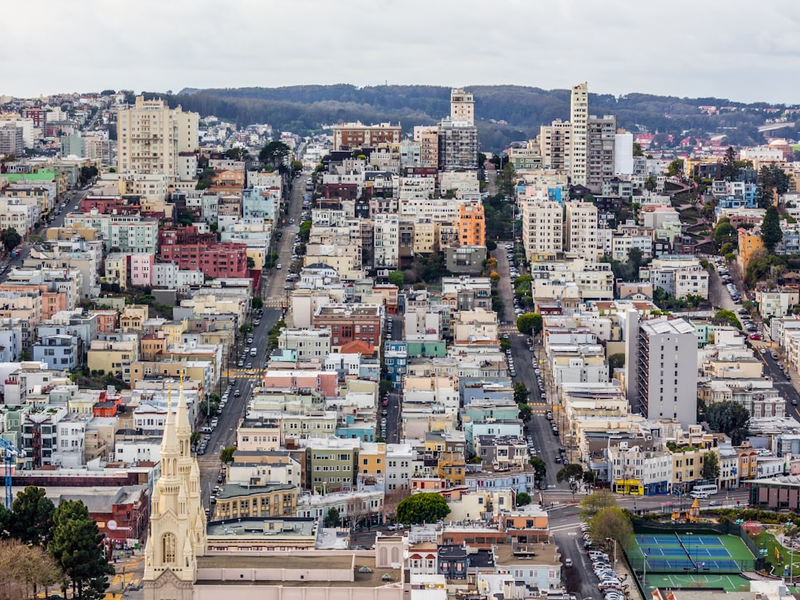 I love the wavy streets of San Francisco. When you take a close look, you can see the Lombard Street.