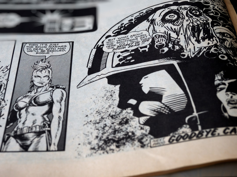 close up, bokeh, macro, blur, blurred background, close focus, comic, comic book, 2000AD, comic frames, graphic novel, illustration, comics, 