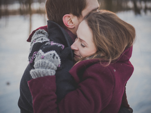 Hugging in the winter
