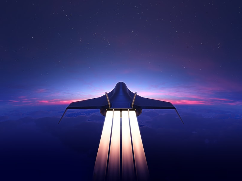Artist's depiction of Halcyon – Hermeus' hypersonic passenger aircraft.