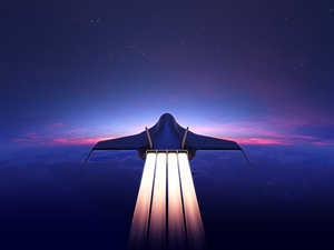 Artist's depiction of Halcyon – Hermeus' hypersonic passenger aircraft.