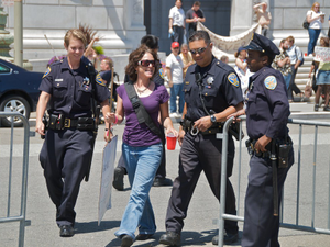 Arrests of disability activists at protest of California health care budget cuts