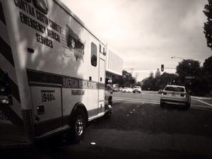 Contra Costa County Emergency Medical Services ambulance on North Civic Boulevard