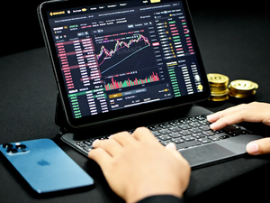 a businessman is trading cryptocurrency on Binance