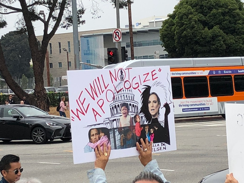 Protesters gathered in Westwood to oppose Trump immigration policy