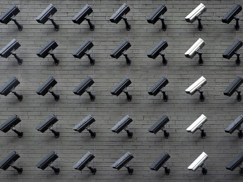assorted-color security cameras