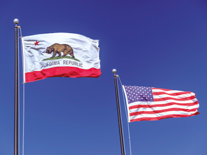 USA & California Flags. If you like my images, please consider a backlink (in the caption or anywhere applicable) to https://www.drei-kubik.com