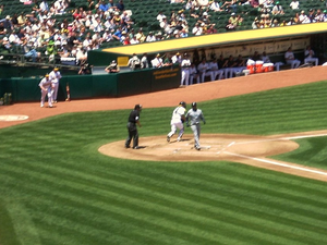 Ken Griffey Jr. at bat vs. Oakland Athletics