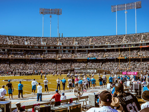 group of people watching football game during daytime