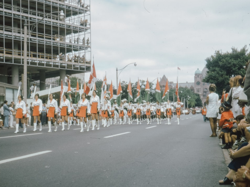 Street Procession, 1960s 35mm film slide photo