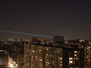 Rainbow lasers over Manhattan