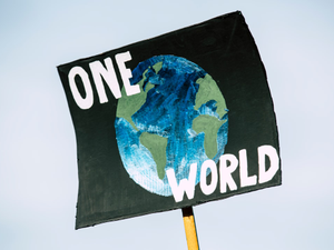 ONE WORLD. Global climate change protest demonstration strike - No Planet B - 09-20-2019