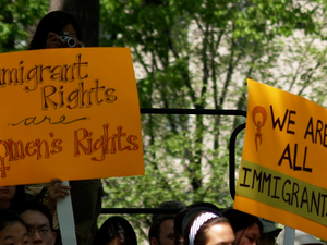 'Immigration Rights Are Women's Rights' & 'We Are All Immigrants' Signs At The May Day Immigration Rights Rally (Washington, DC)