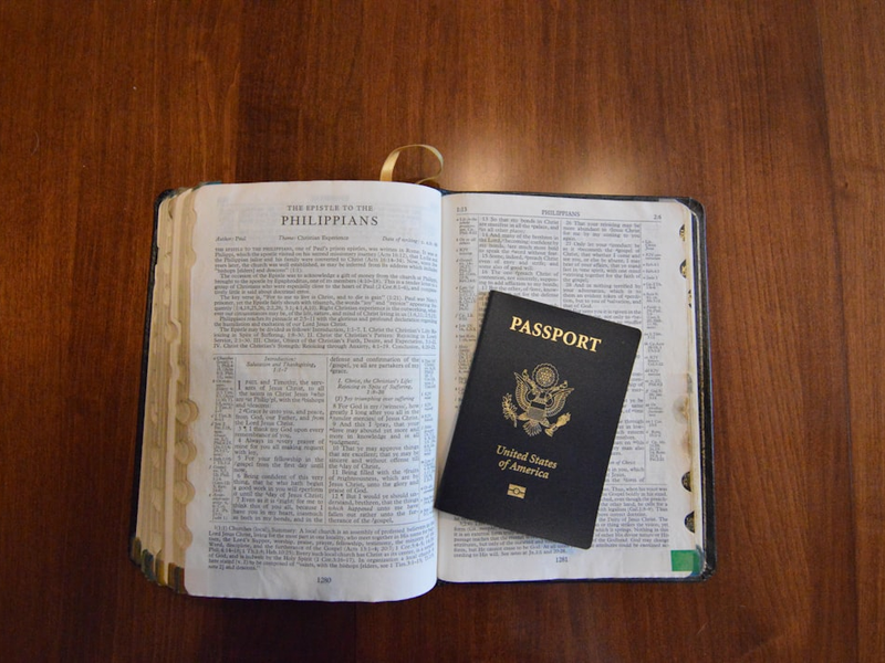 U.S. passport on opened Bible