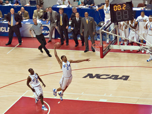 Russell Westbrook soaring through the lane