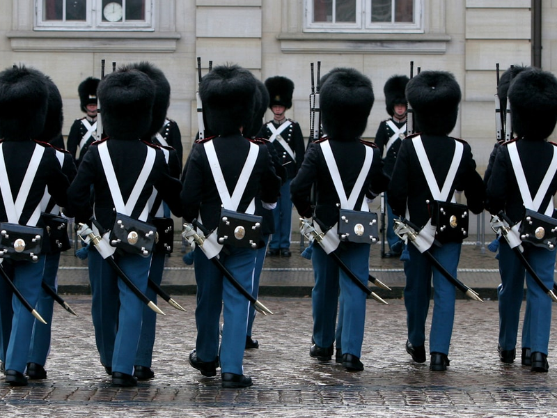 The Royal Life Guards (Danish: Den Kongelige Livgarde) is an infantry regiment of the Danish Army, founded in 1658 by King Frederik III. It serves in two roles: as a front line combat unit, and as a guard/ceremonial unit to the Danish monarchy. Until its disbandment, the Royal Horse Guards (Livgarden til Hest), served the role as the mounted guard/ceremonial unit, afterwards the role was taken over by Guard Hussar Regiment Mounted Squadron.