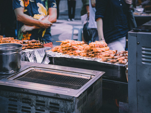 a grill with food on it