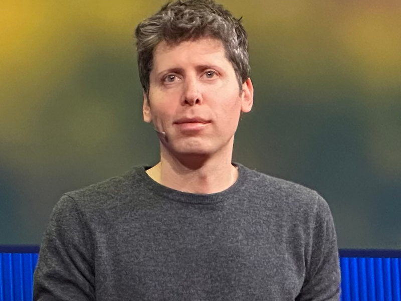 Sam Altman speaking at TED (cropped)
