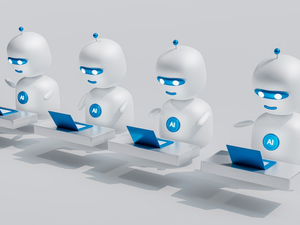 A group of artificial intelligence robots answering the question