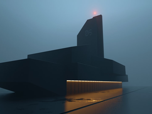 A building in a cozy night fog, Made it Blender 4.2