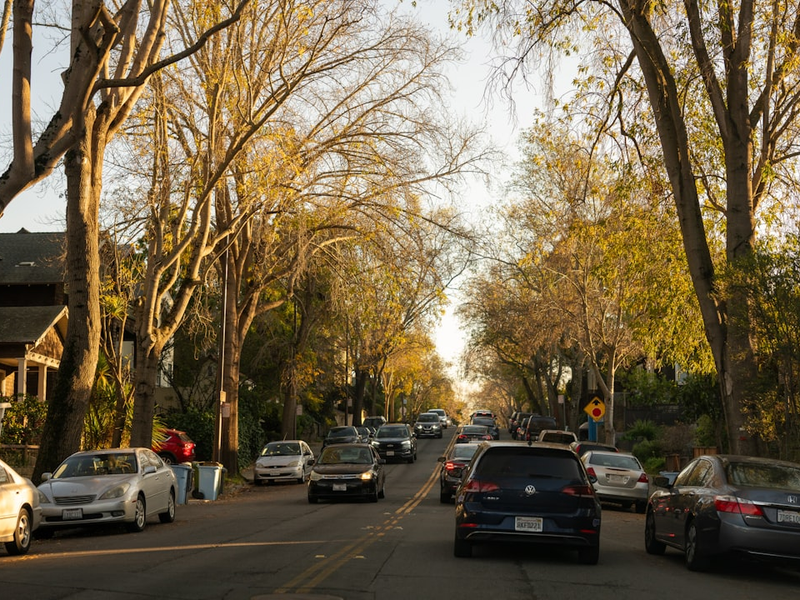 Driving along a street in Berkeley, California