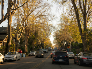 Driving along a street in Berkeley, California