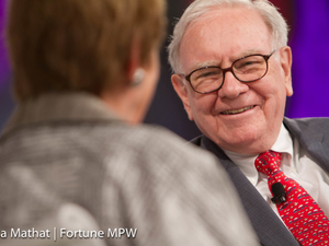 Warren Buffett of Berkshire Hathaway Inc. and interviewer Carol Loomis of Fortune