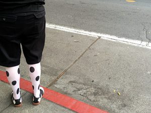 Upper Fillmore Personal Style Waiting For MUNI in Black, White & Pink