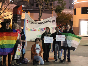 LGBTIQA+ rights activists protest queer conversion practices/therapy. Perth.