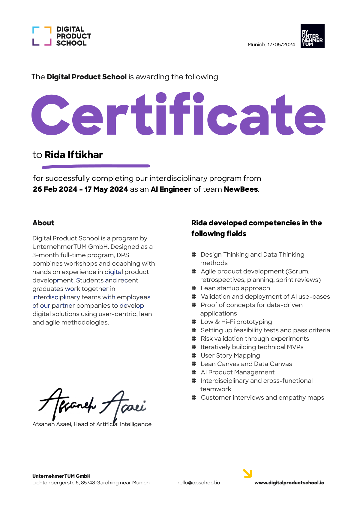Certificate Preview