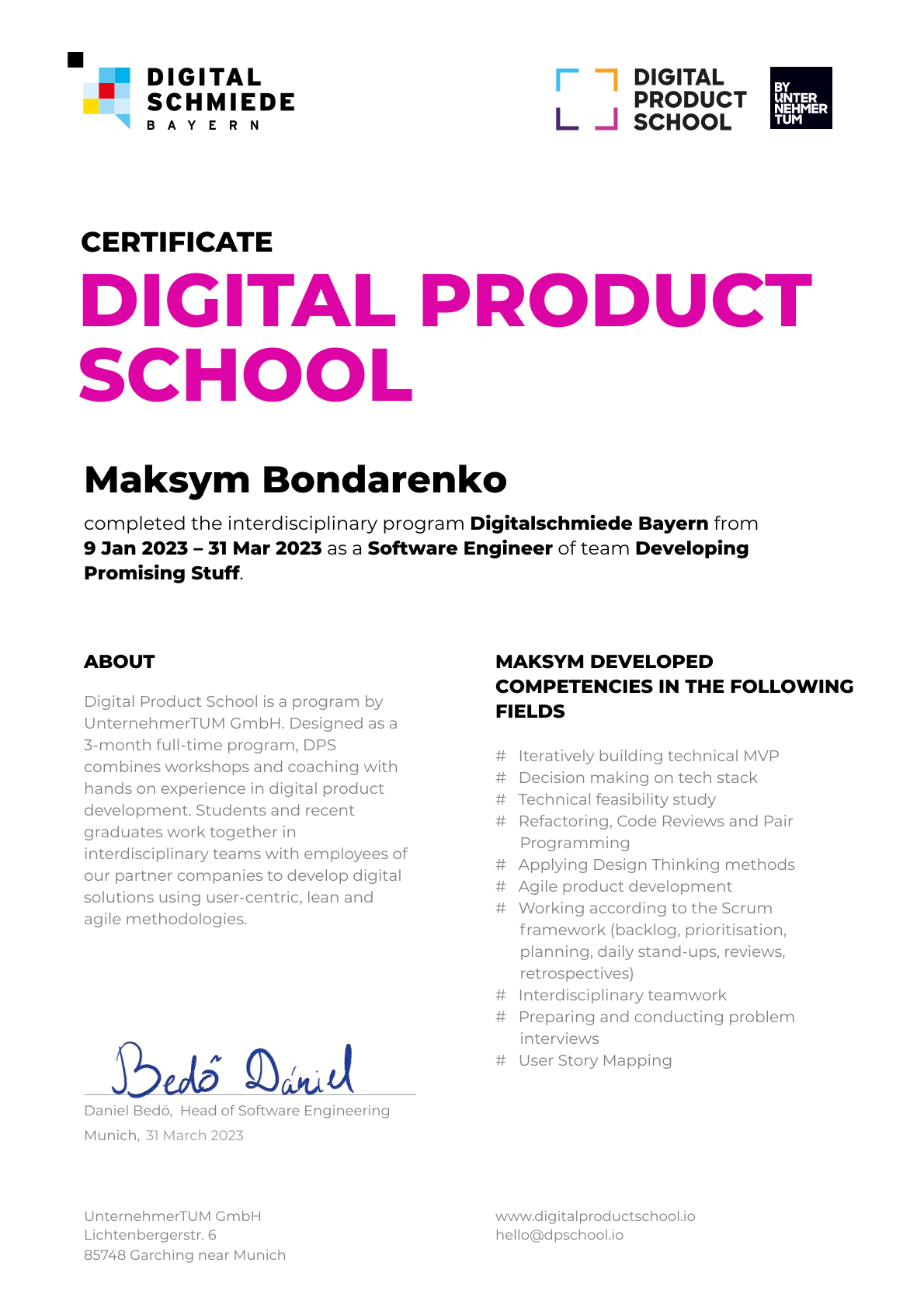 Certificate Preview