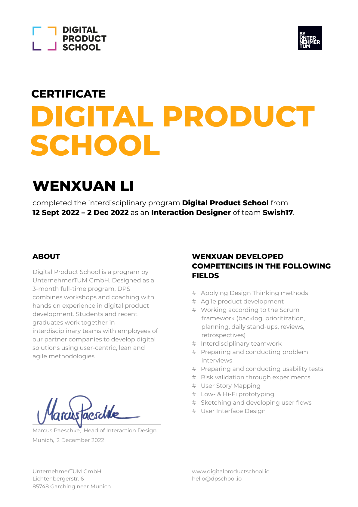 Certificate Preview
