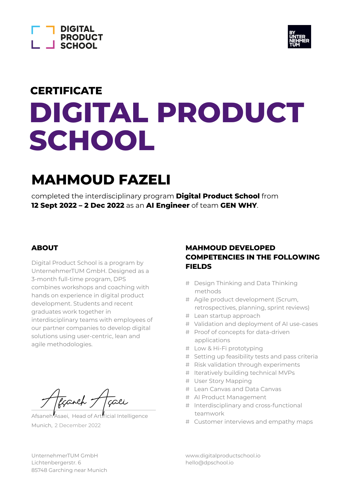 Certificate Preview