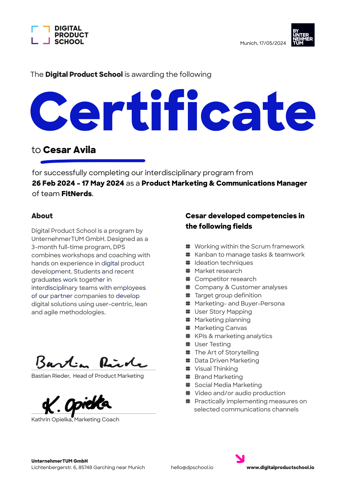 Certificate Preview