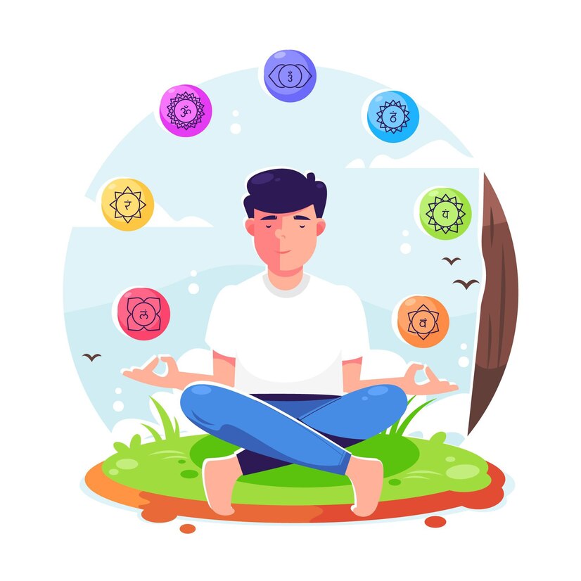 Person meditating in a peaceful natural setting