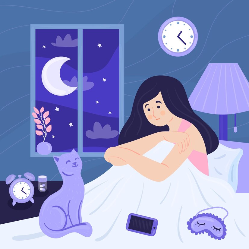 Illustration showing the connection between sleep and mental health