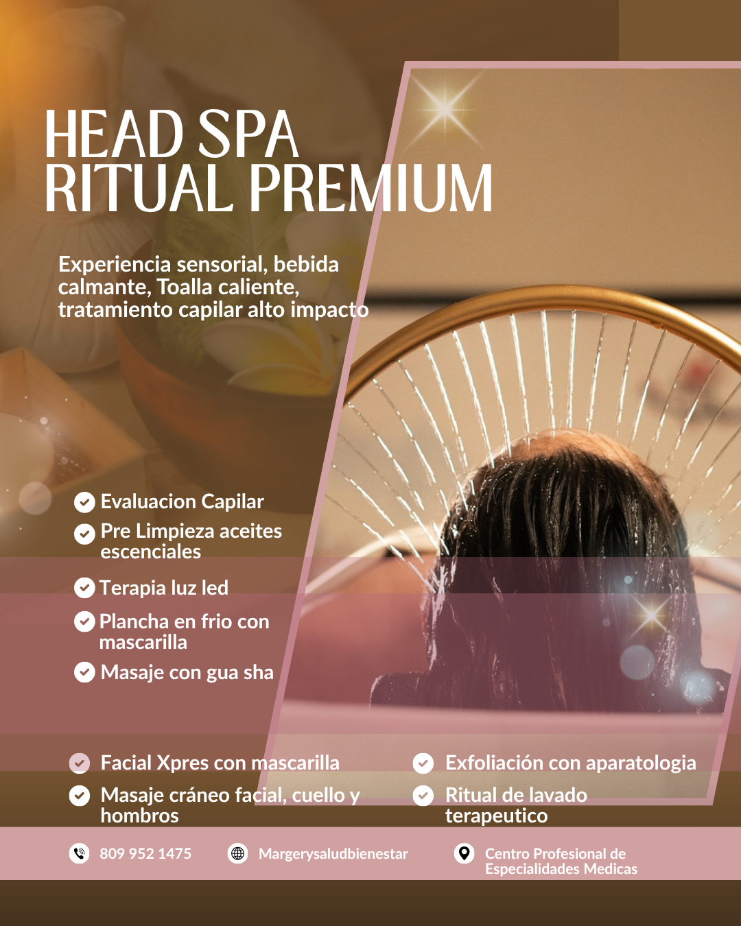 Flyer del ritual Head Spa Glow.