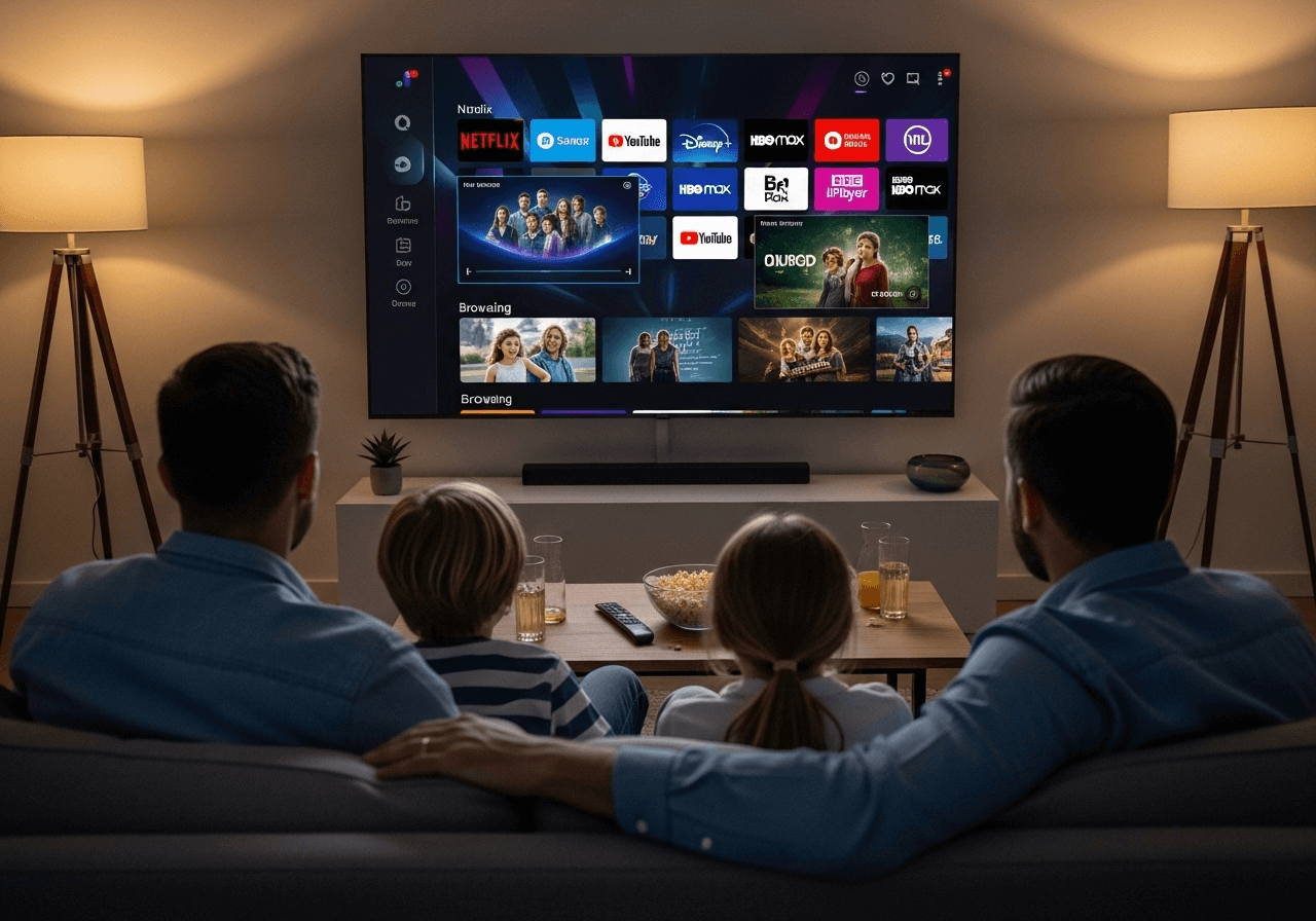 A vibrant collage of various popular TV channel logos from different genres and countries available on IPTV LUX TV