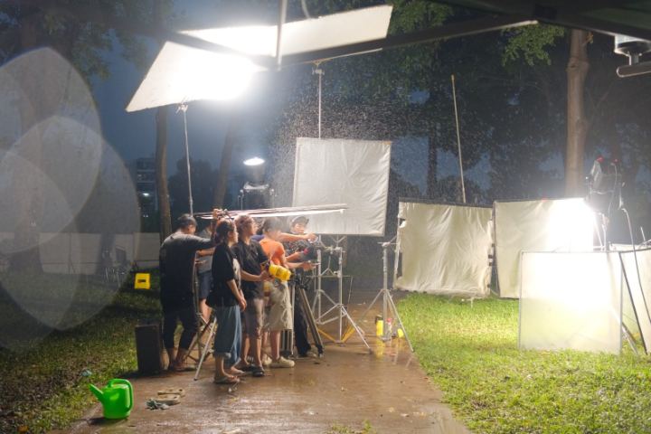 Samsung Galaxy A, rain at night, on cue