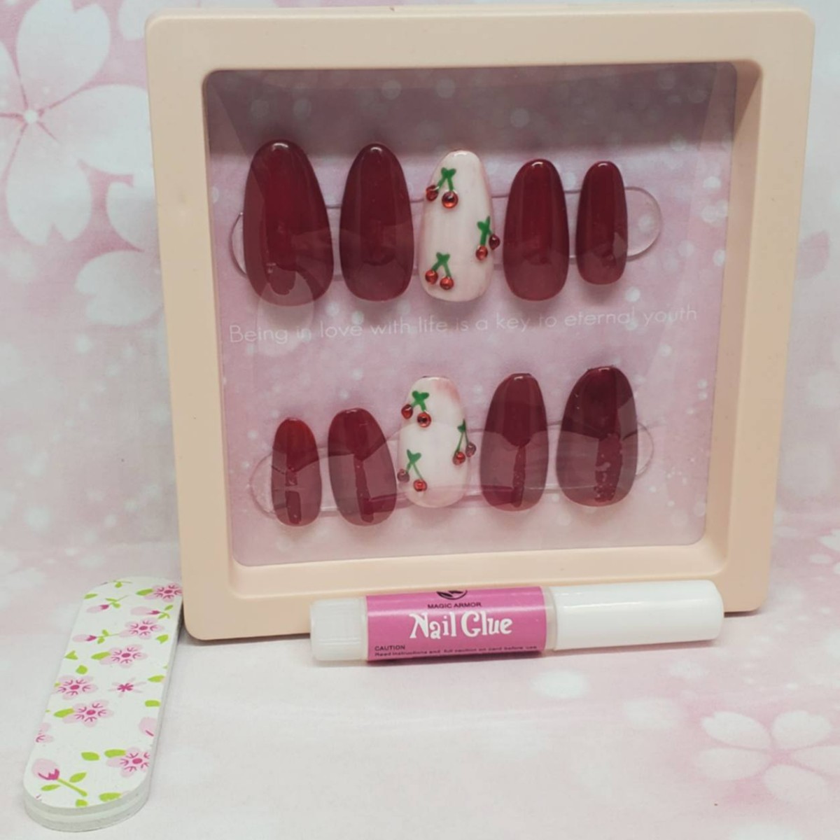 Glossy Cherry press on-nails