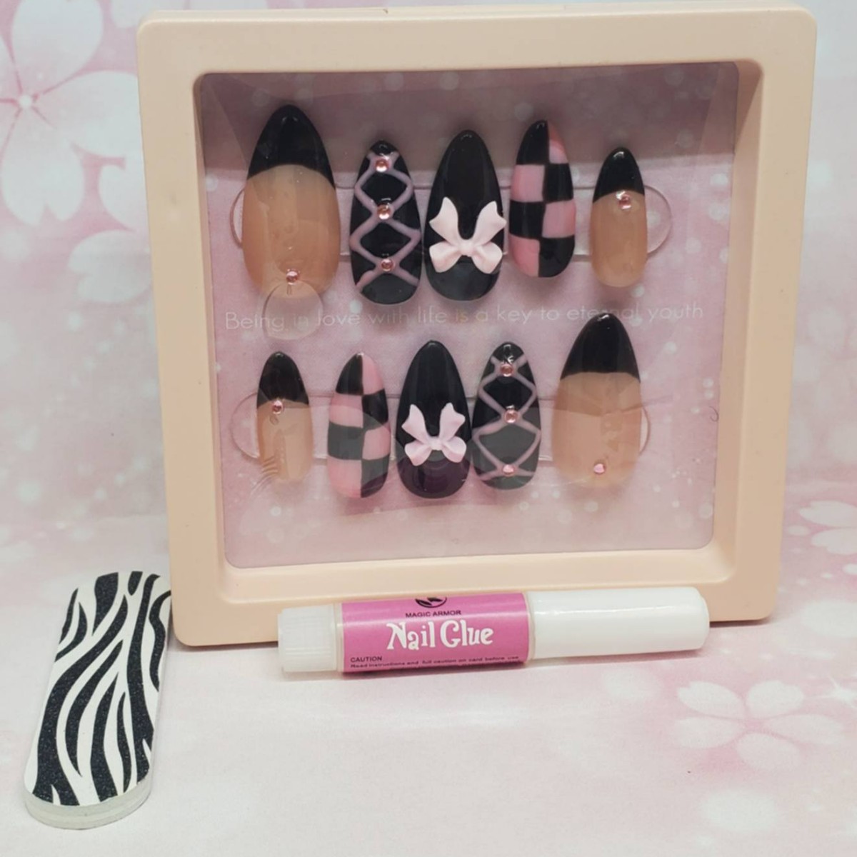 Pink Bow press-on nails
