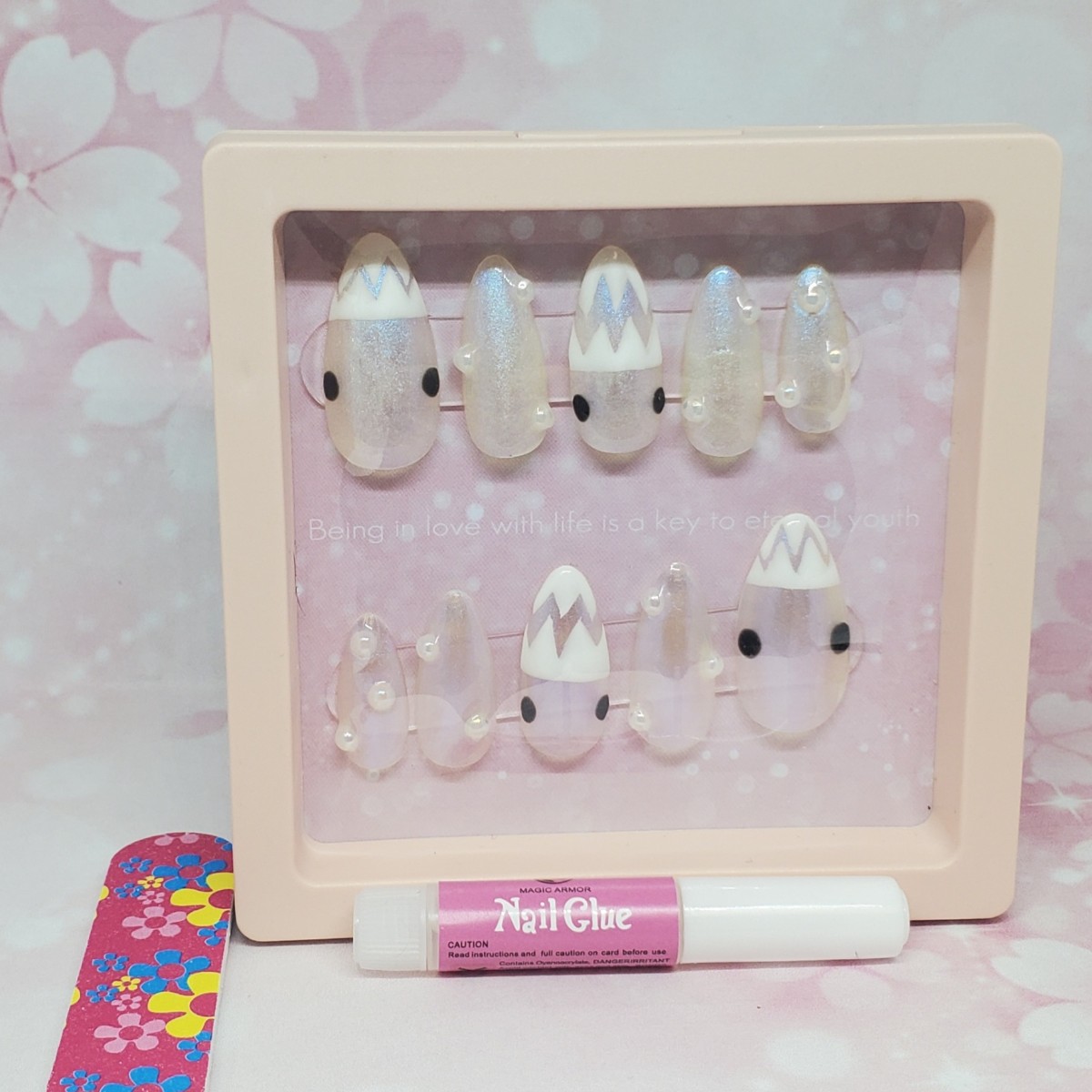 "The Amazing Digital Circus" themed bubble press-on nails