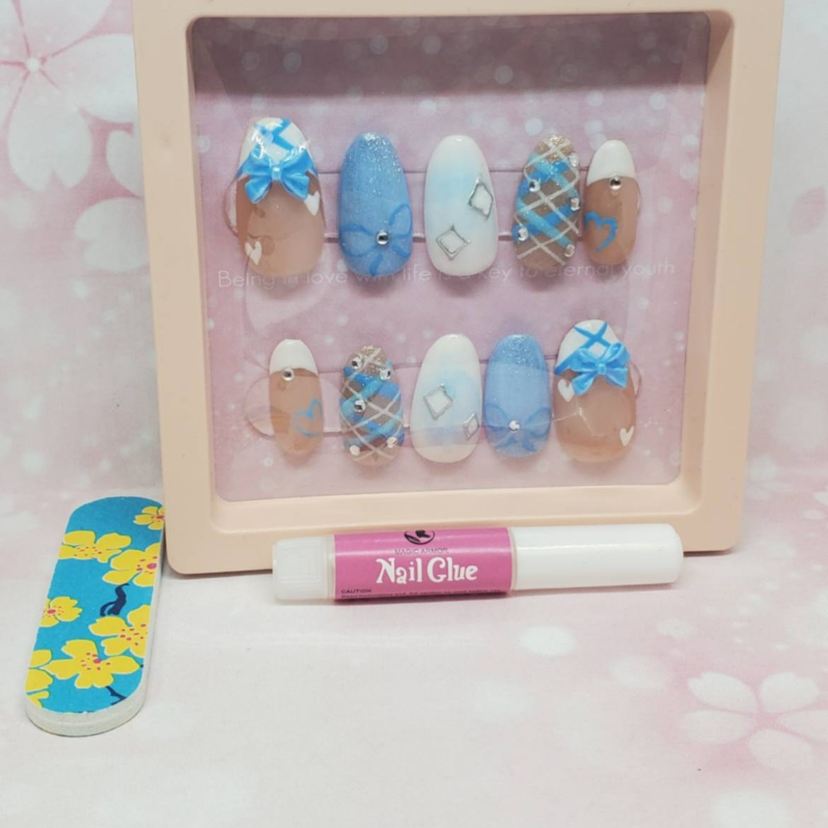 Blue Gem press-on nails